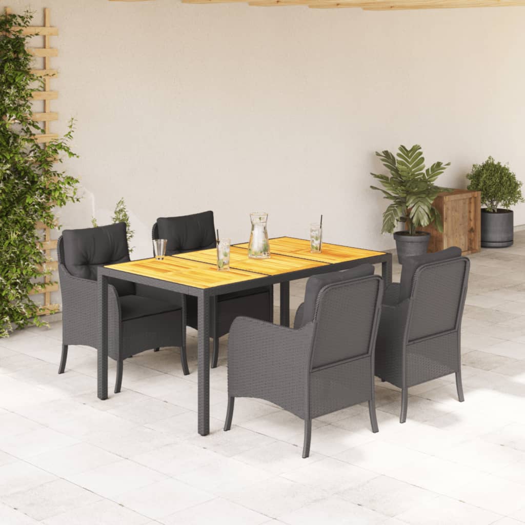 Set mobilier de grădină cu perne, 5 piese, negru, poliratan GartenMobel Dekor