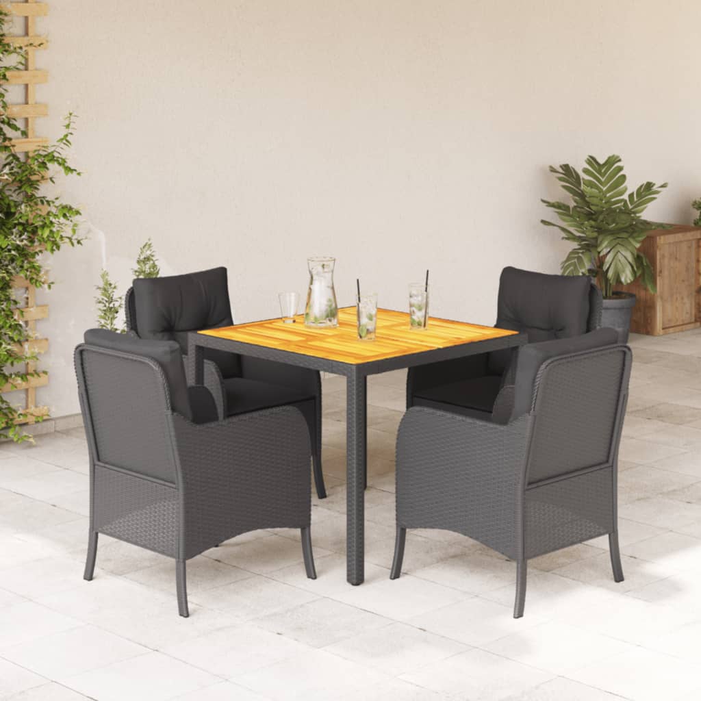 Set mobilier de grădină cu perne, 5 piese, negru, poliratan GartenMobel Dekor