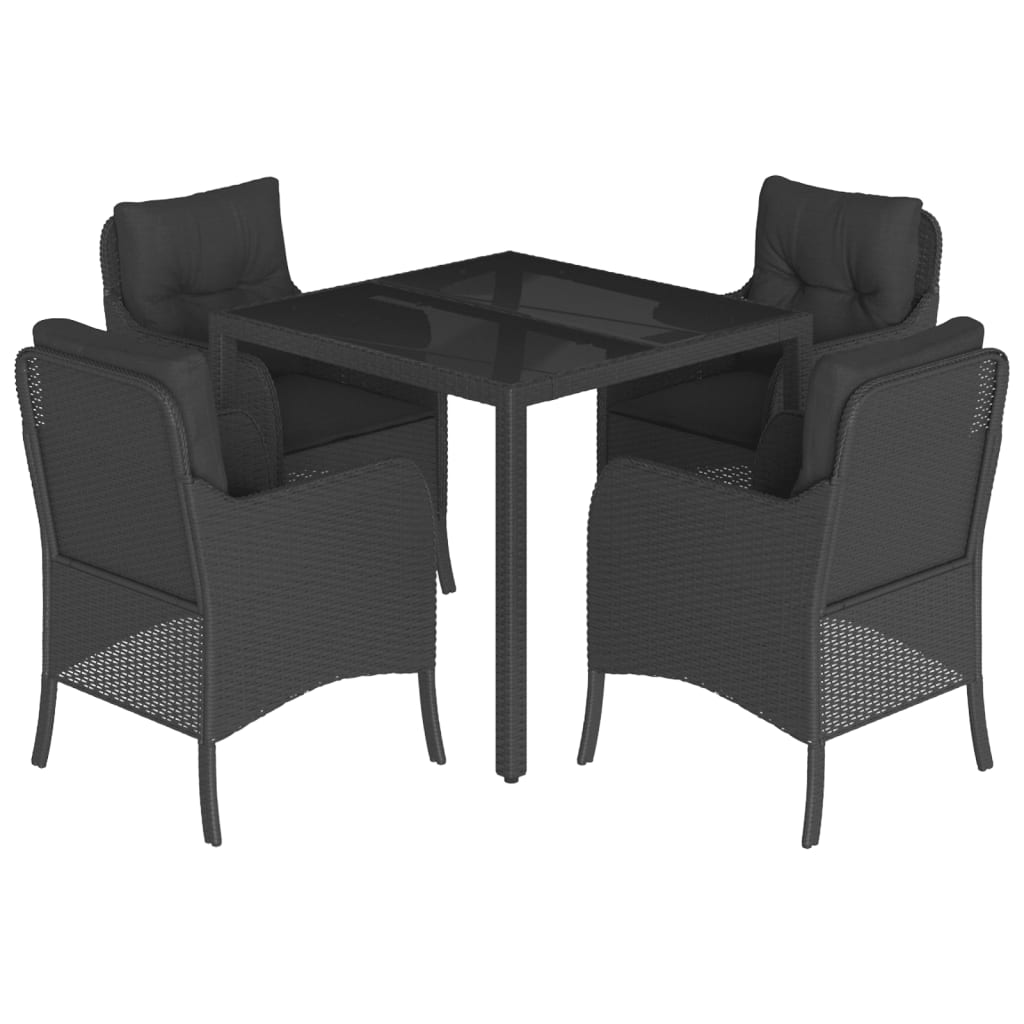 Set mobilier de grădină cu perne, 5 piese, negru, poliratan GartenMobel Dekor