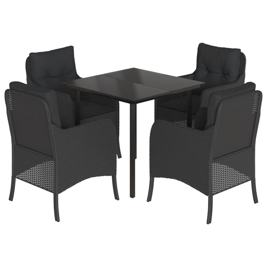 Set mobilier de grădină cu perne, 5 piese, negru, poliratan GartenMobel Dekor