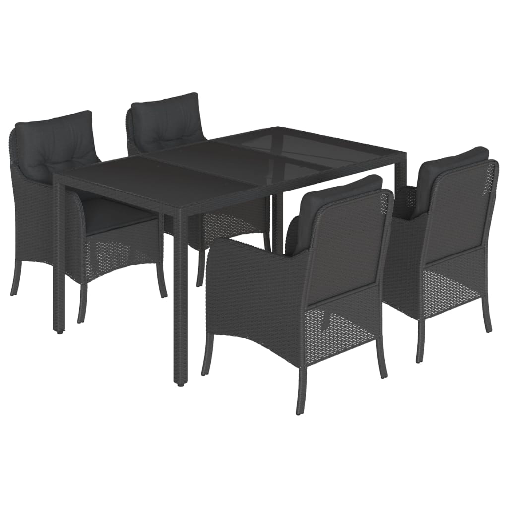 Set mobilier de grădină cu perne, 5 piese, negru, poliratan GartenMobel Dekor