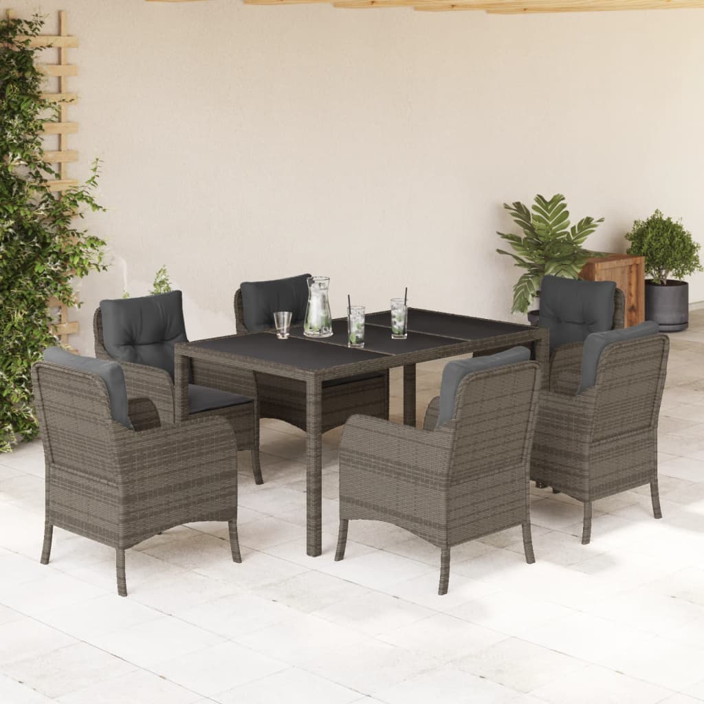 Set mobilier de grădină cu perne, 7 piese, gri, poliratan GartenMobel Dekor