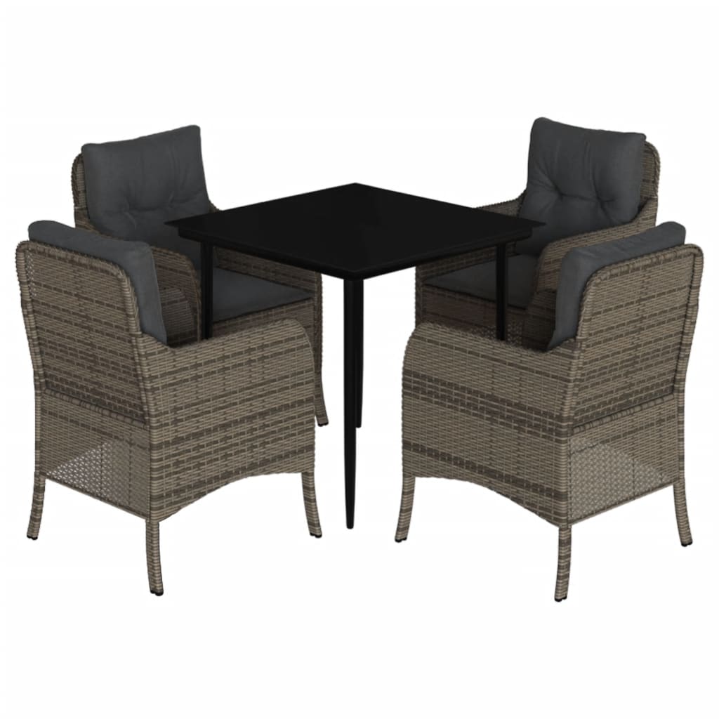 Set mobilier de grădină cu perne, 5 piese, gri, poliratan GartenMobel Dekor