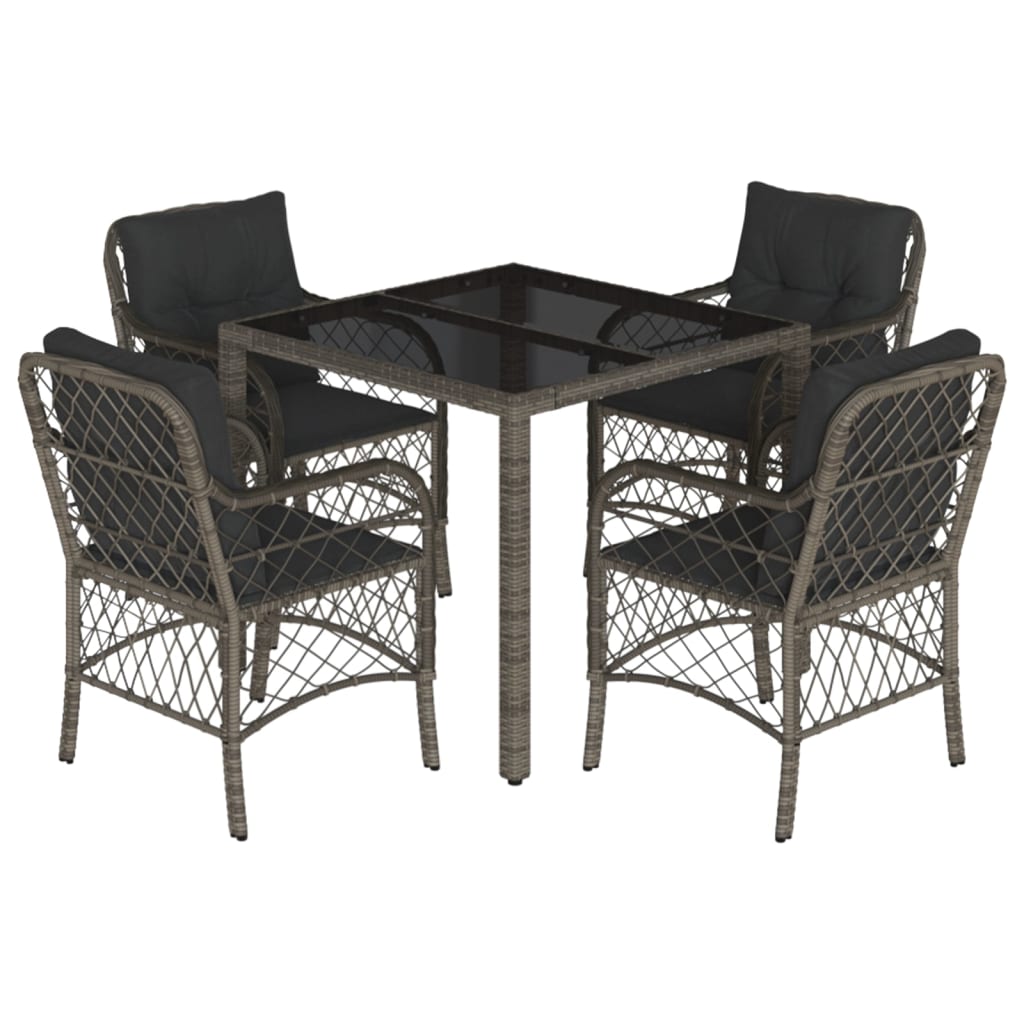 Set mobilier de grădină cu perne, 5 piese, gri, poliratan GartenMobel Dekor