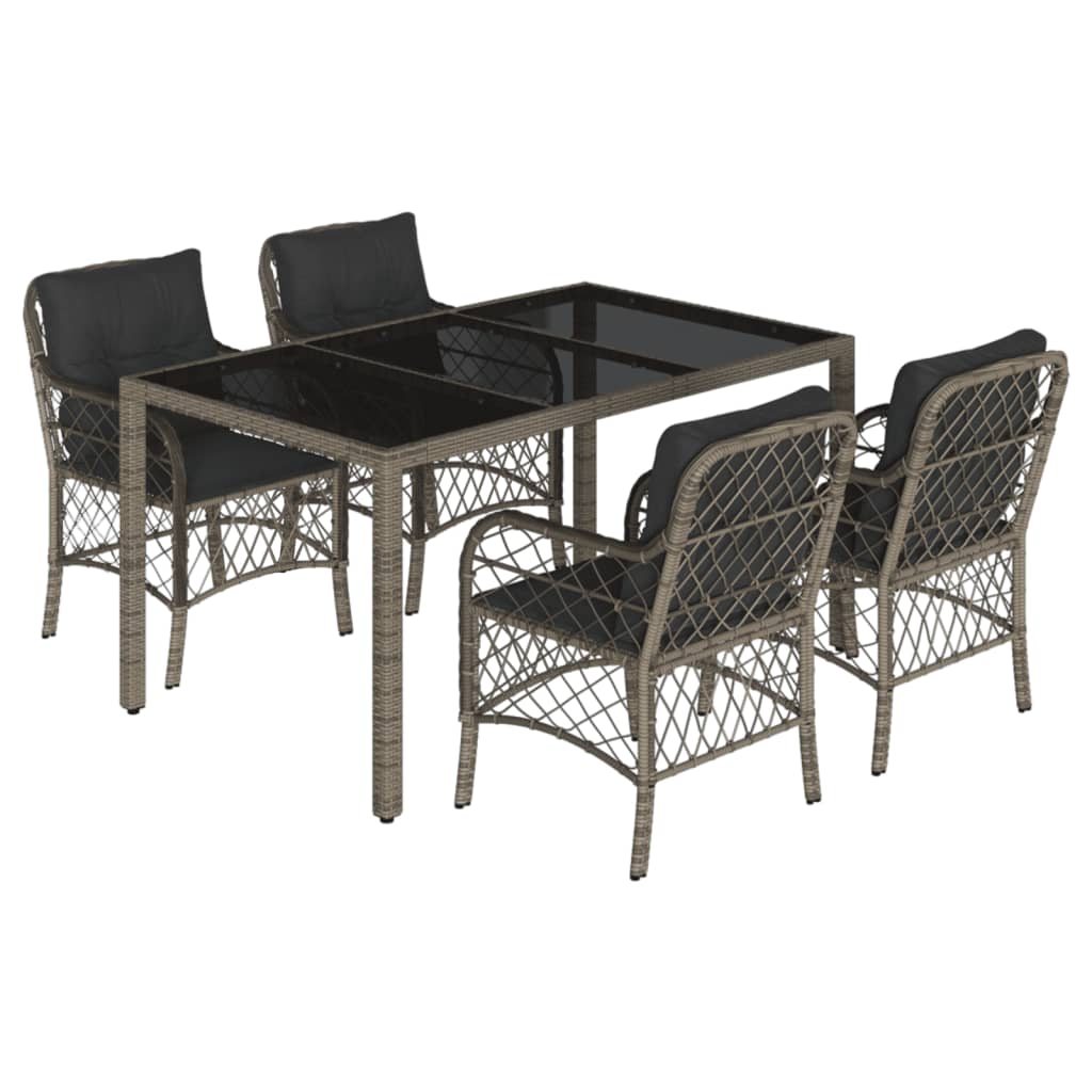 Set mobilier de grădină cu perne, 5 piese, gri, poliratan GartenMobel Dekor