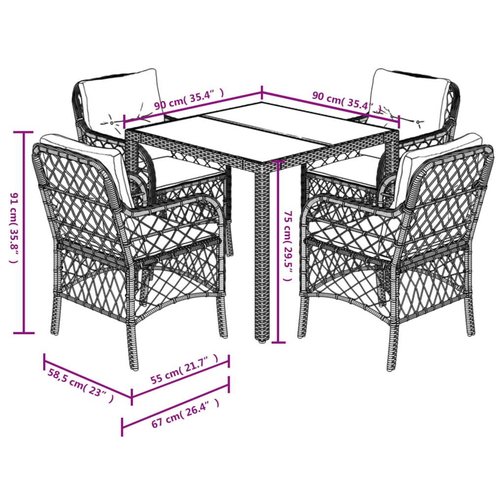 Set mobilier de grădină cu perne, 5 piese, gri, poliratan GartenMobel Dekor