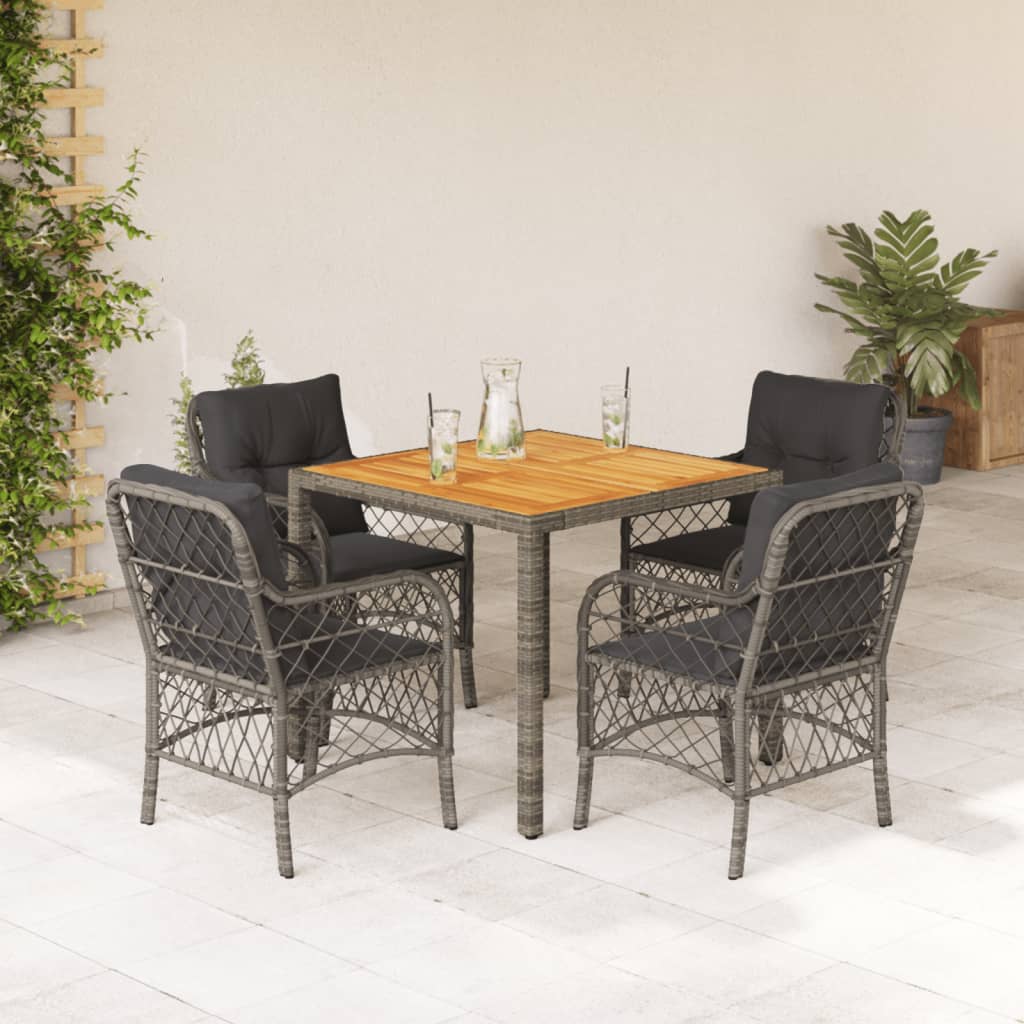 Set mobilier de grădină cu perne, 5 piese, gri, poliratan GartenMobel Dekor