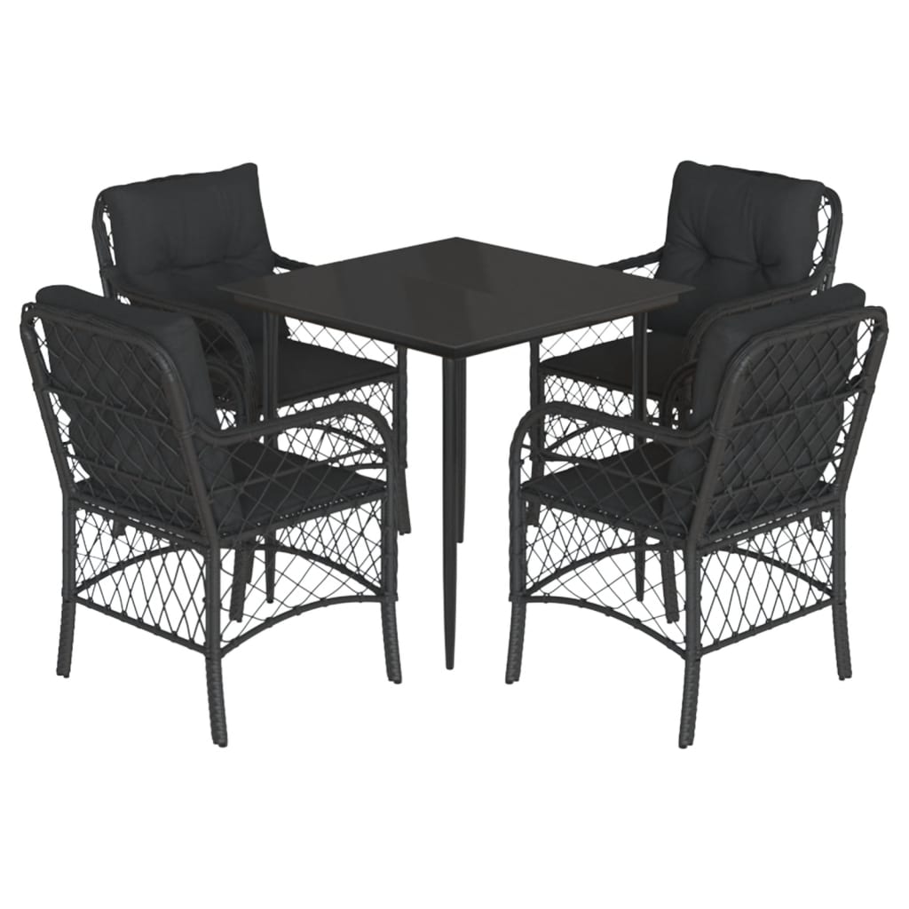 Set mobilier de grădină cu perne, 5 piese, negru, poliratan GartenMobel Dekor