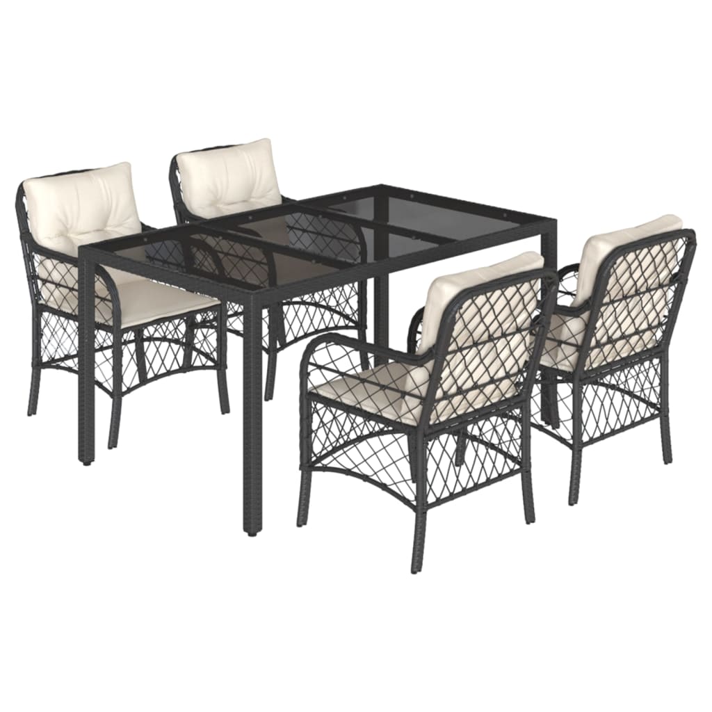 Set mobilier de grădină cu perne, 5 piese, negru, poliratan GartenMobel Dekor