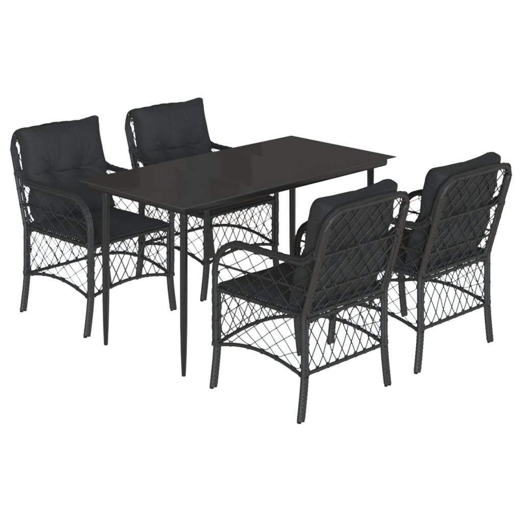 Set mobilier de grădină cu perne, 5 piese, negru, poliratan GartenMobel Dekor