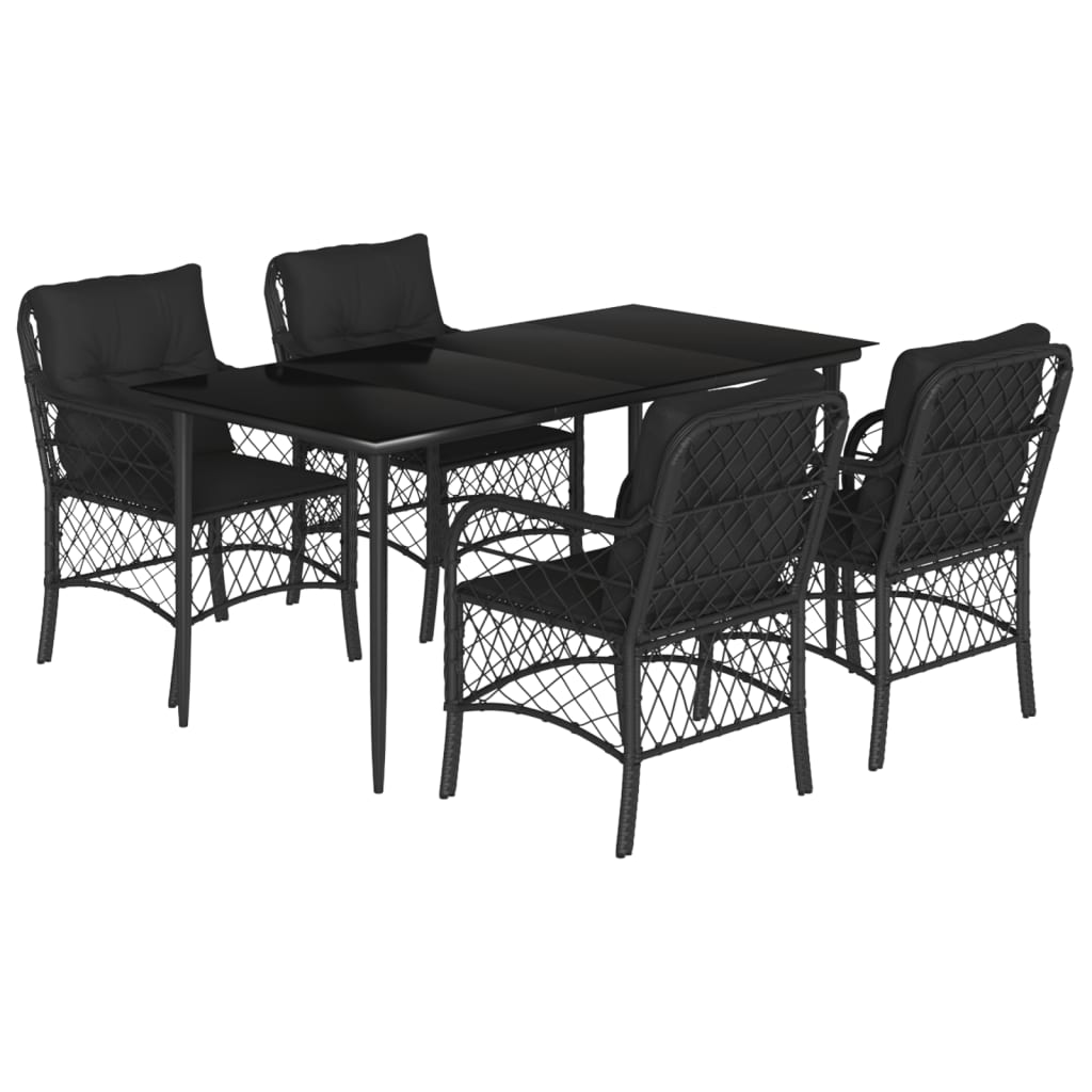 Set mobilier de grădină cu perne, 5 piese, negru, poliratan GartenMobel Dekor