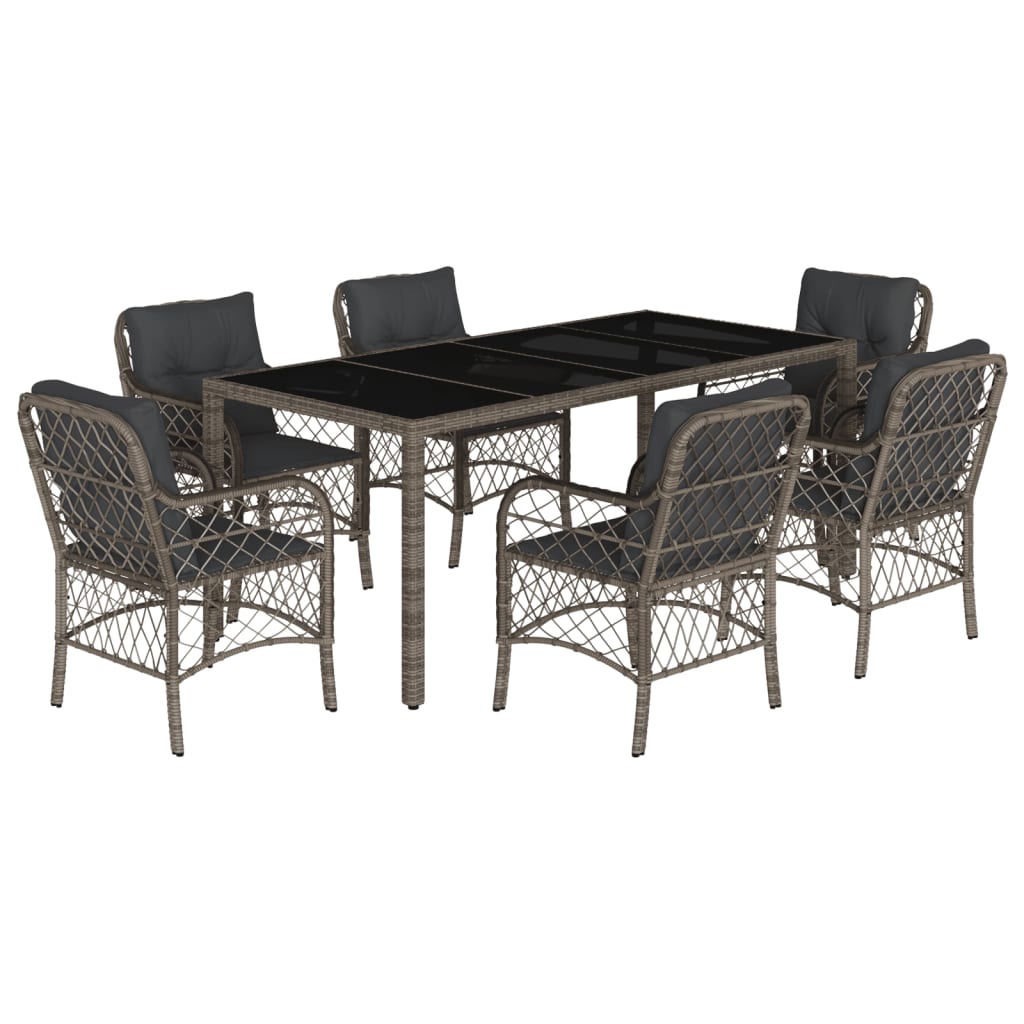 Set mobilier de grădină cu perne, 7 piese, gri, poliratan GartenMobel Dekor