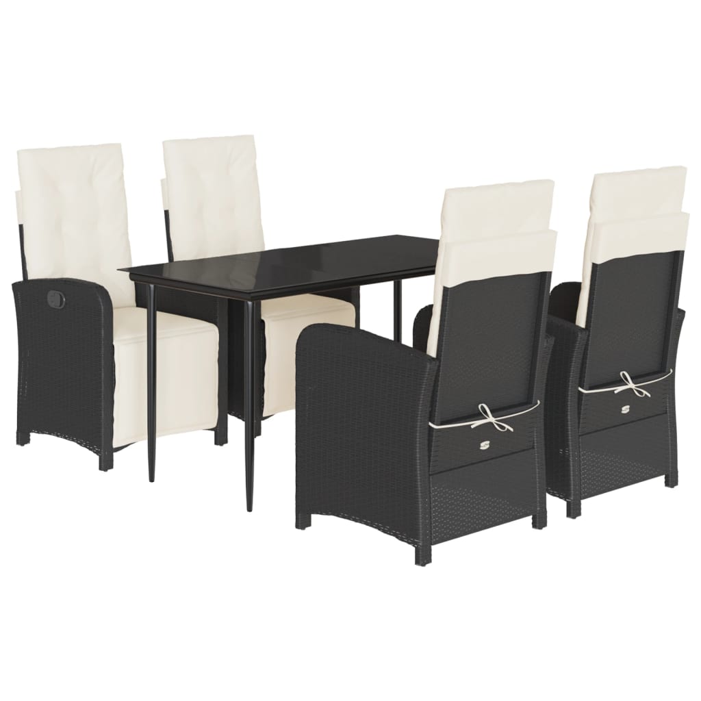 Set mobilier de grădină cu perne, 5 piese, negru, poliratan GartenMobel Dekor