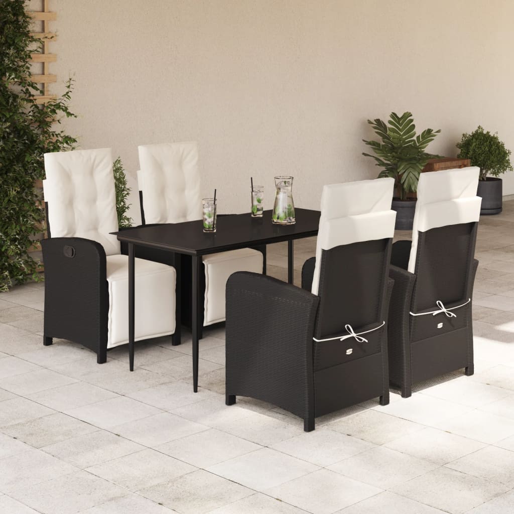 Set mobilier de grădină cu perne, 5 piese, negru, poliratan GartenMobel Dekor