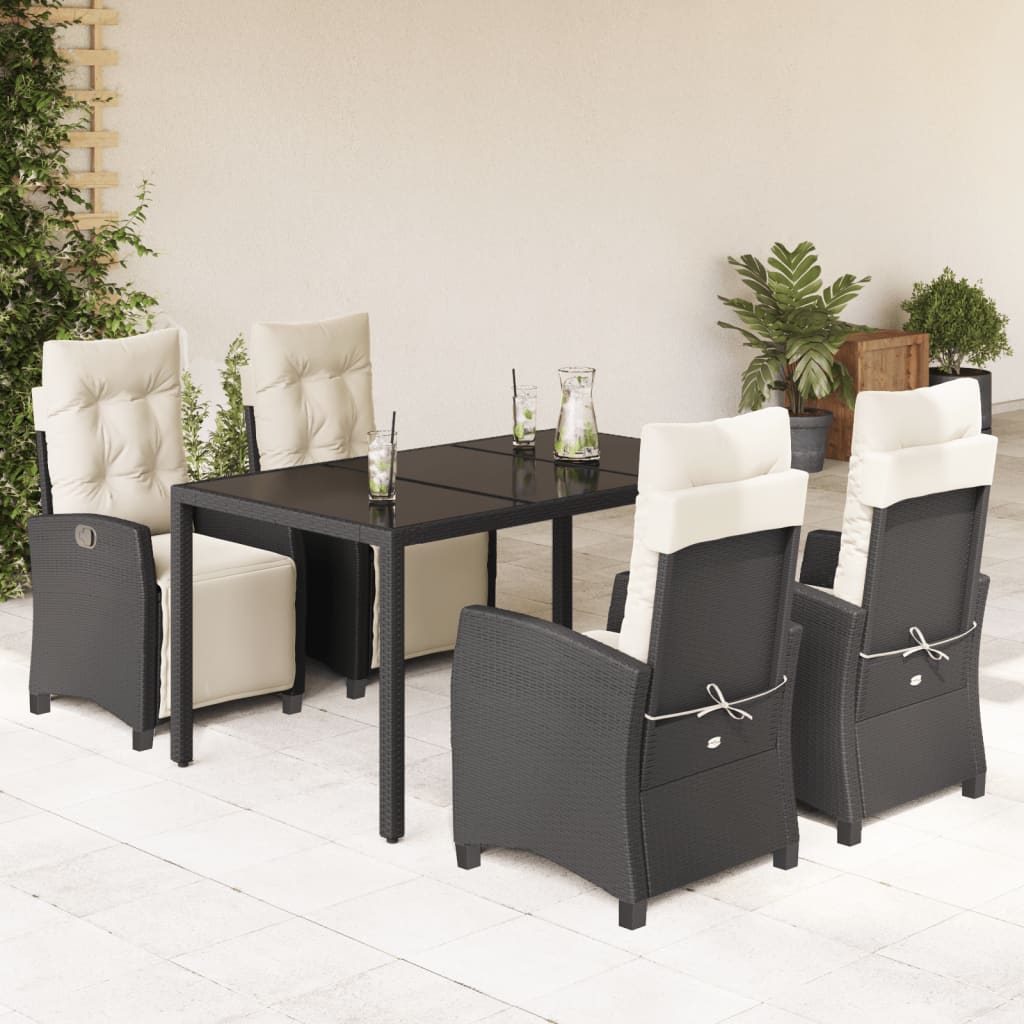 Set mobilier de grădină cu perne, 5 piese, negru, poliratan GartenMobel Dekor
