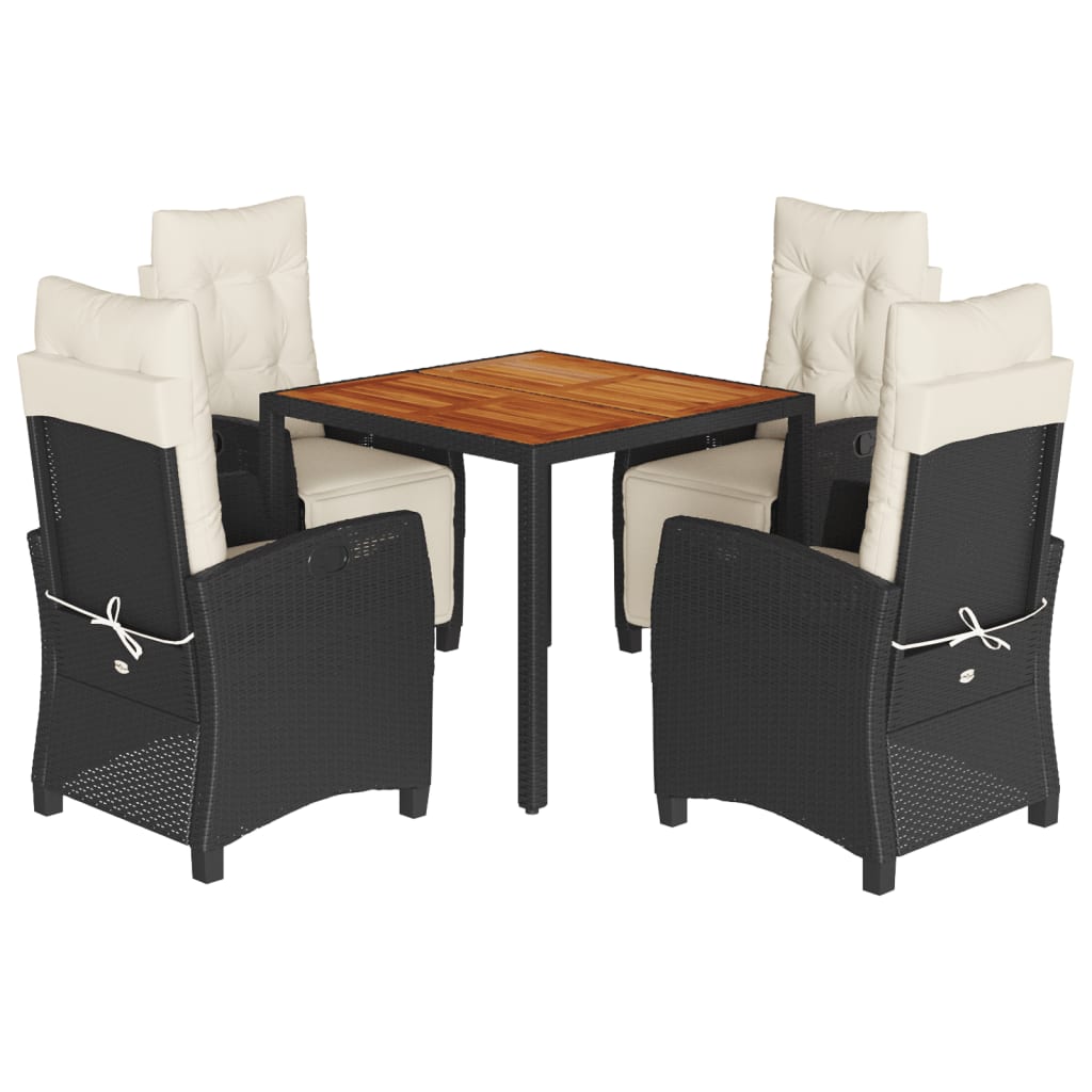 Set mobilier de grădină cu perne, 5 piese, negru, poliratan GartenMobel Dekor