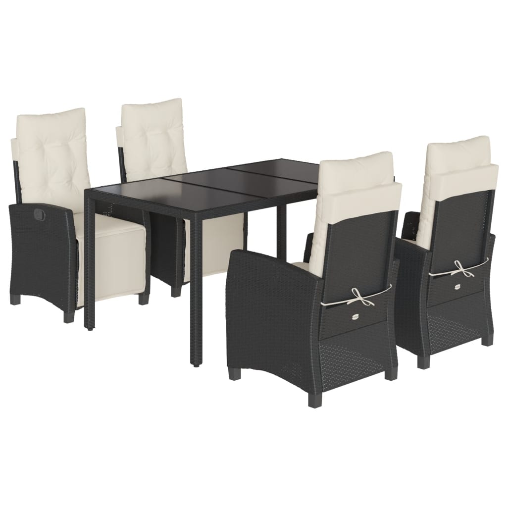 Set mobilier de grădină cu perne, 5 piese, negru, poliratan GartenMobel Dekor