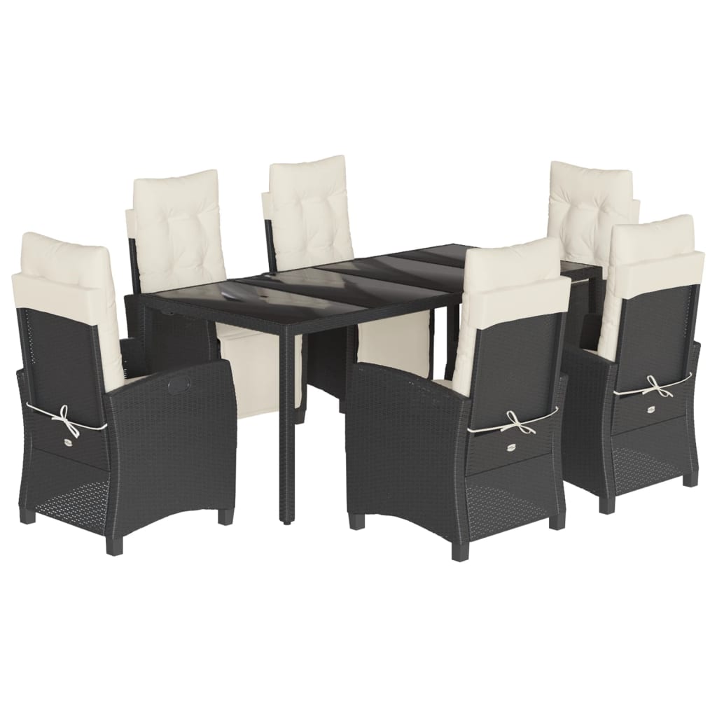 Set mobilier de grădină cu perne, 7 piese, negru, poliratan GartenMobel Dekor