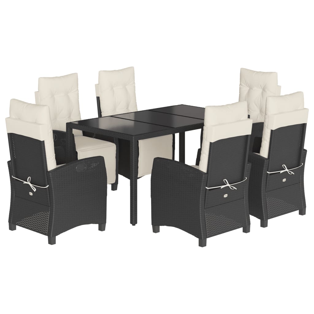 Set mobilier de grădină cu perne, 7 piese, negru, poliratan GartenMobel Dekor