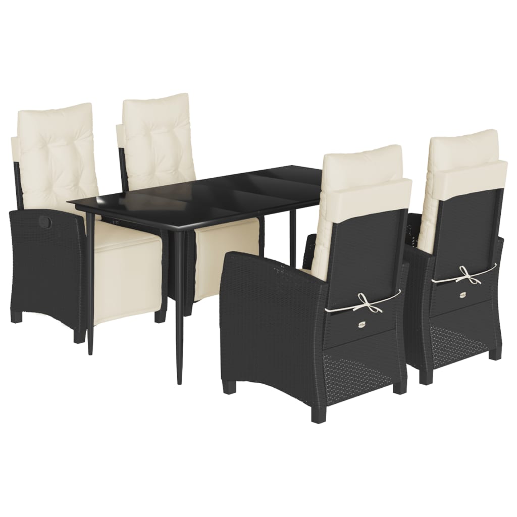 Set mobilier de grădină cu perne, 5 piese, negru, poliratan GartenMobel Dekor