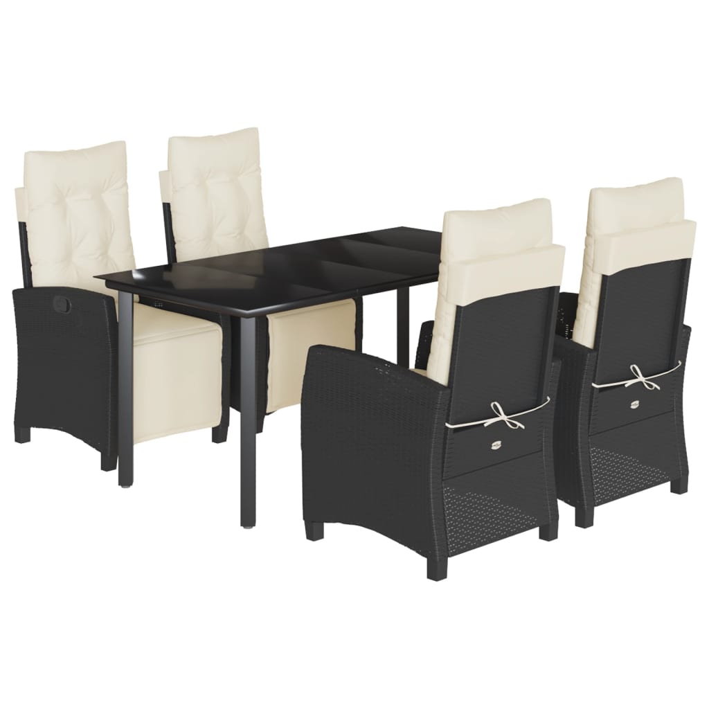 Set mobilier de grădină cu perne, 5 piese, negru, poliratan GartenMobel Dekor