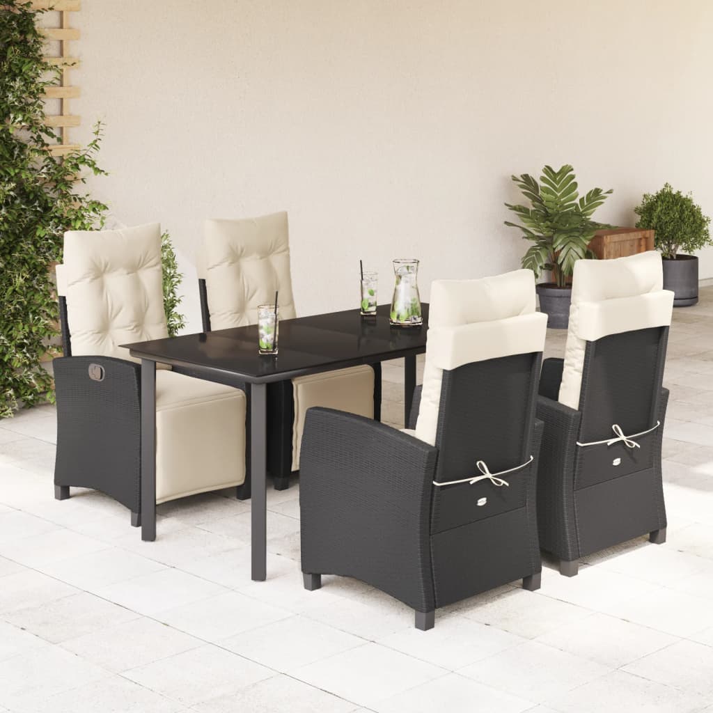 Set mobilier de grădină cu perne, 5 piese, negru, poliratan GartenMobel Dekor