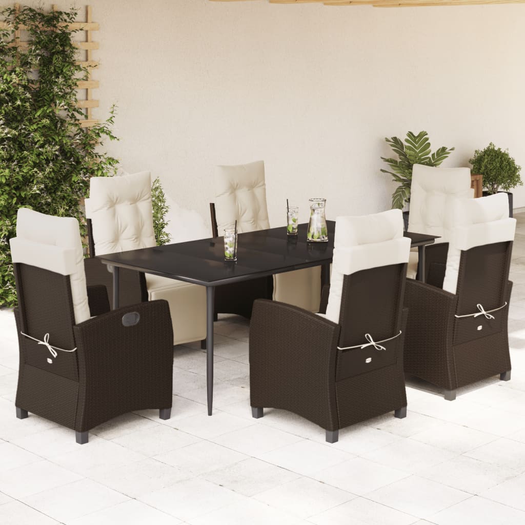 Set mobilier de grădină cu perne, 7 piese, maro, poliratan GartenMobel Dekor