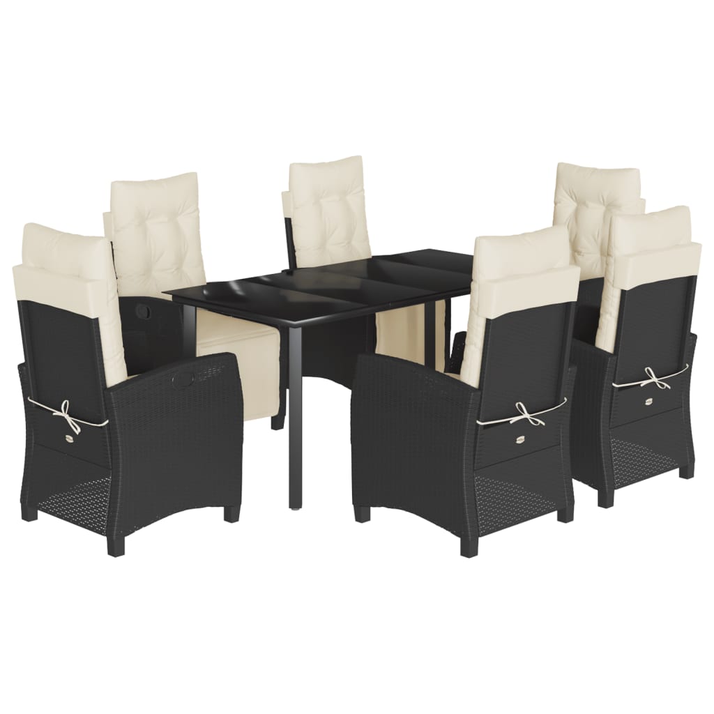Set mobilier de grădină cu perne, 7 piese, negru, poliratan GartenMobel Dekor