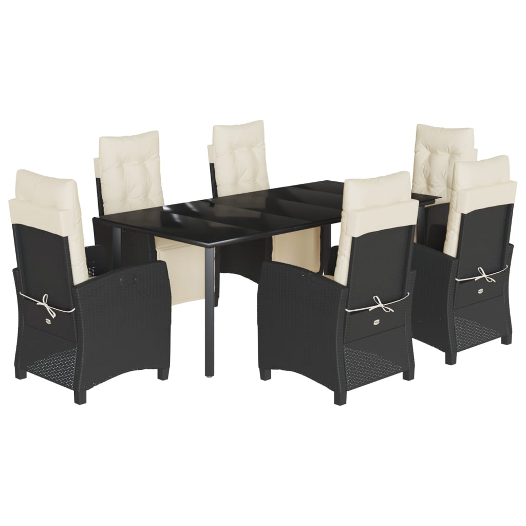 Set mobilier de grădină cu perne, 7 piese, negru, poliratan GartenMobel Dekor