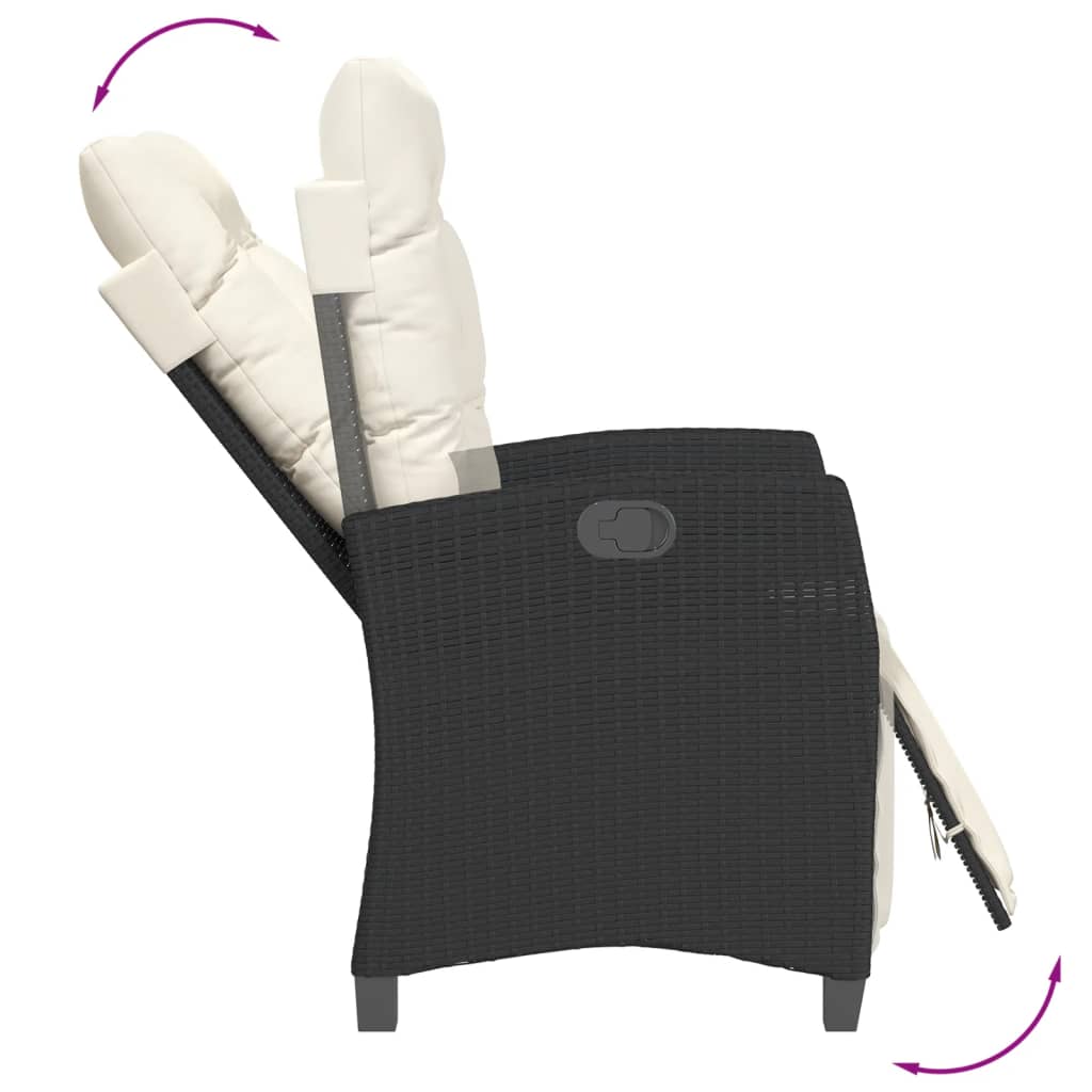 Set mobilier de grădină cu perne, 9 piese, negru, poliratan GartenMobel Dekor