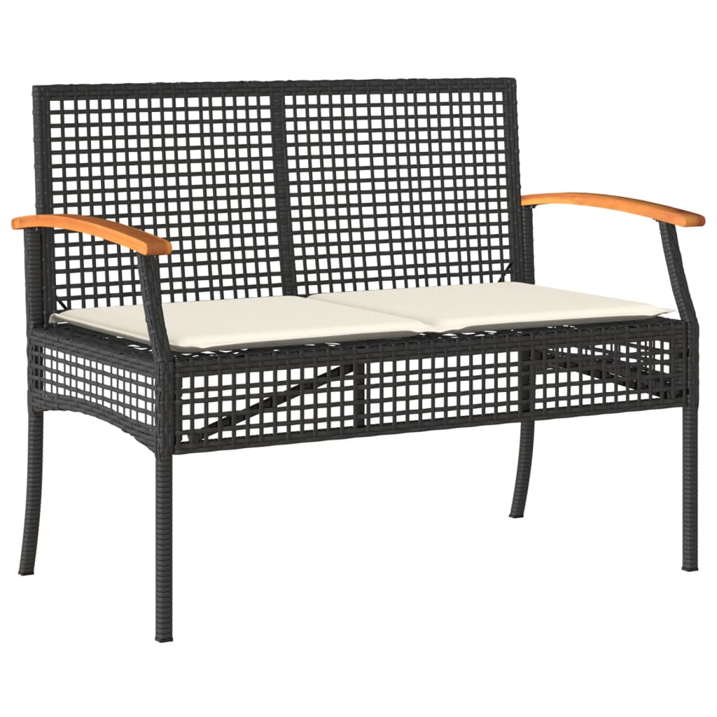 Set mobilier de grădină cu perne, 3 piese, negru, poliratan GartenMobel Dekor
