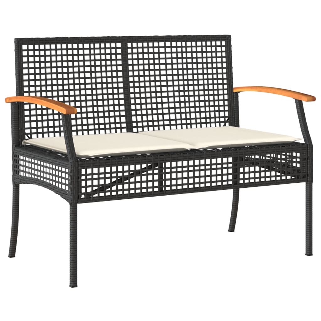 Set mobilier de grădină cu perne, 4 piese, negru, poliratan GartenMobel Dekor