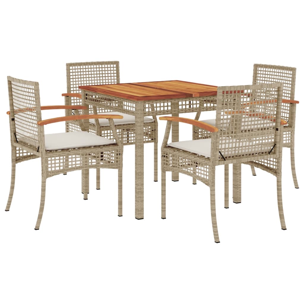 Set mobilier de grădină cu perne, 5 piese, bej, poliratan GartenMobel Dekor
