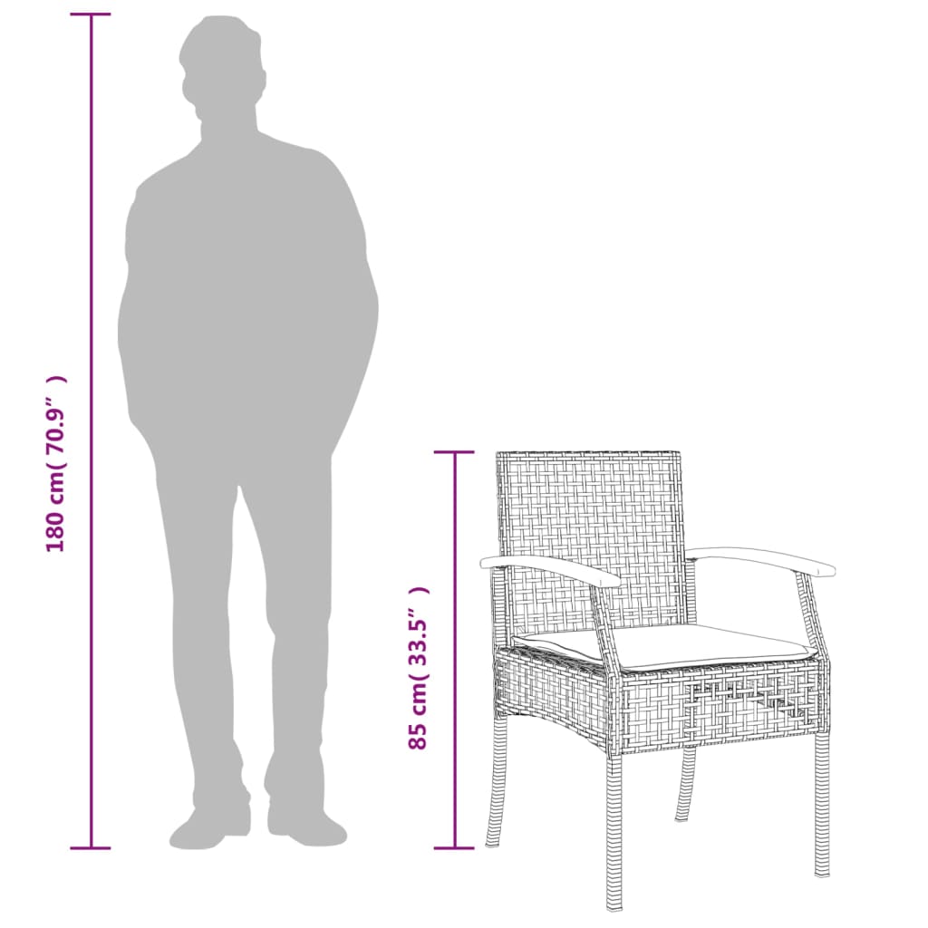 Set mobilier de grădină cu perne, 7 piese, negru, poliratan GartenMobel Dekor