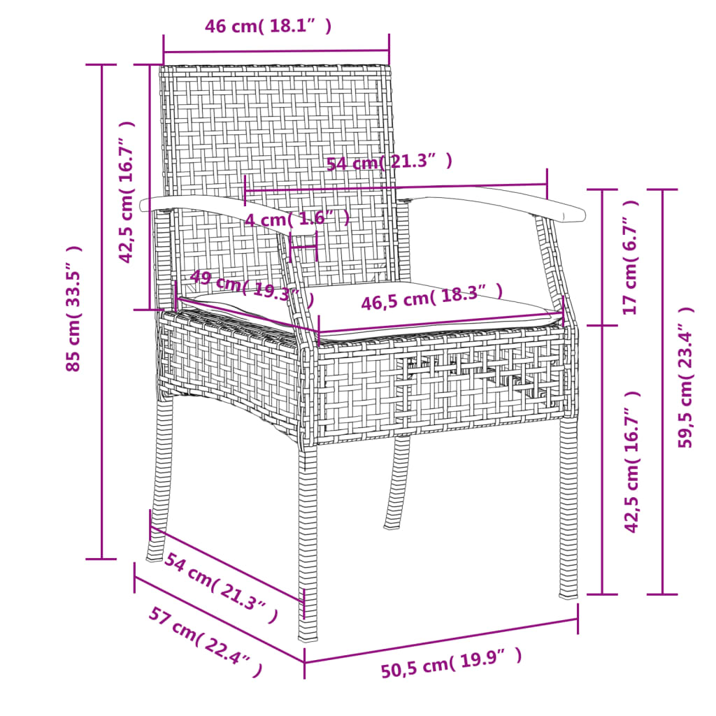 Set mobilier de grădină cu perne, 7 piese, negru, poliratan GartenMobel Dekor