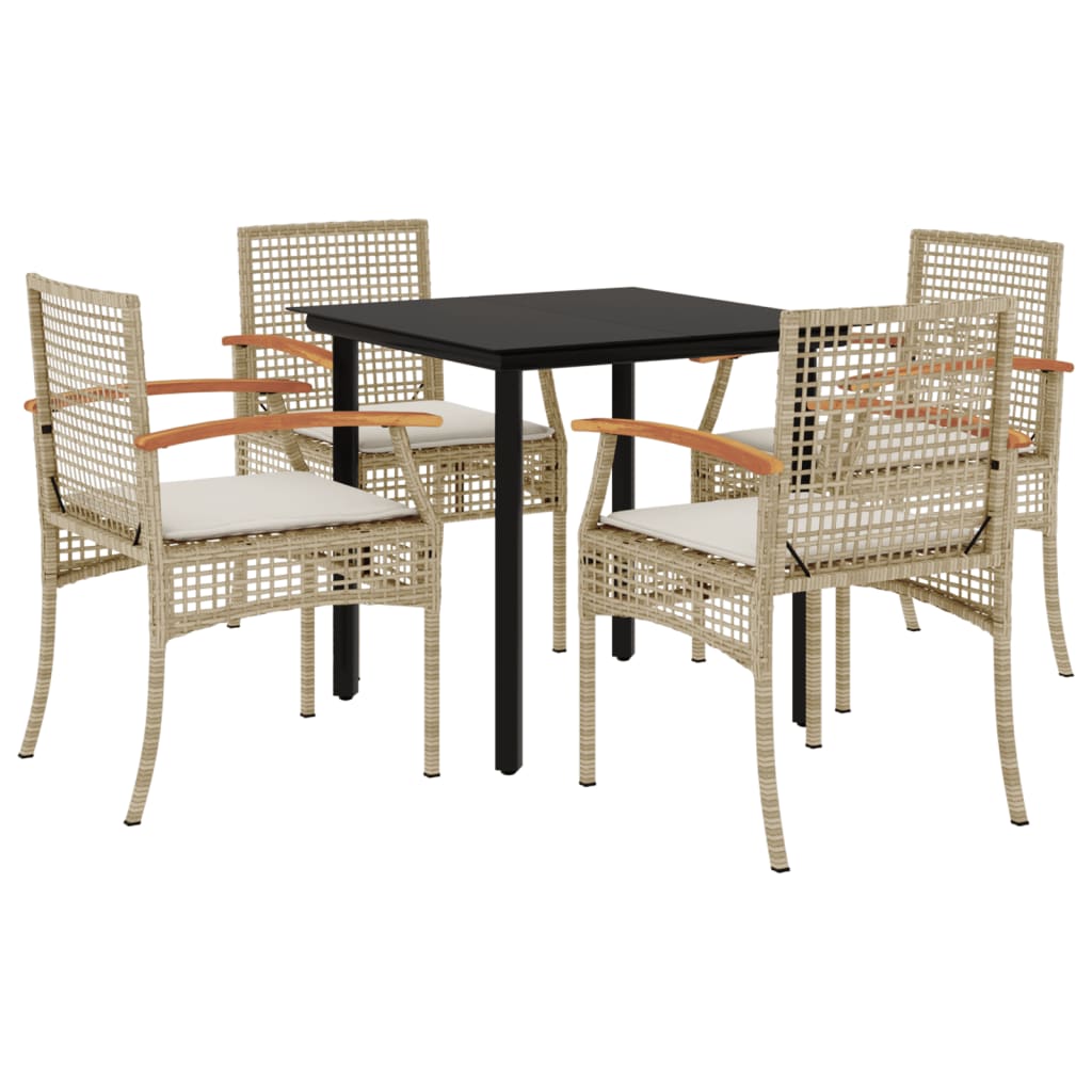 Set mobilier de grădină cu perne, 5 piese, bej, poliratan GartenMobel Dekor
