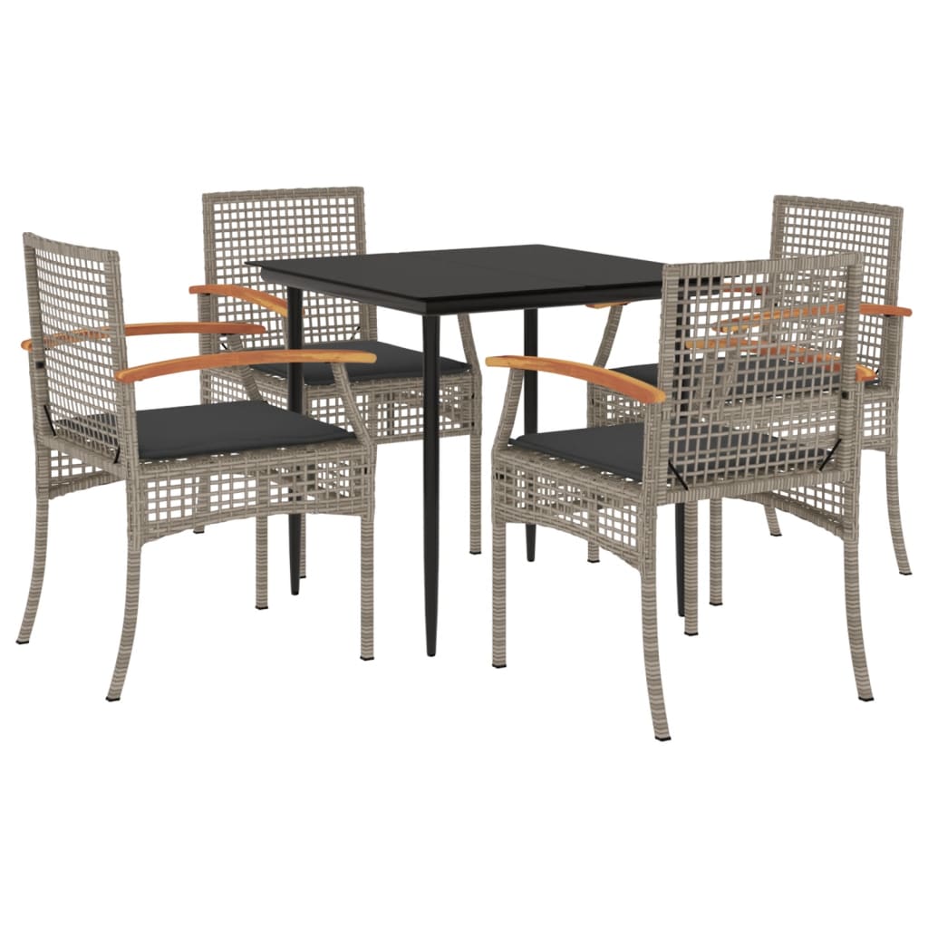 Set mobilier de grădină cu perne, 5 piese, gri, poliratan GartenMobel Dekor