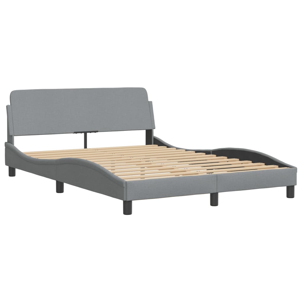 Cadru de pat cu lumini LED, gri deschis, 140x190 cm, textil GartenMobel Dekor