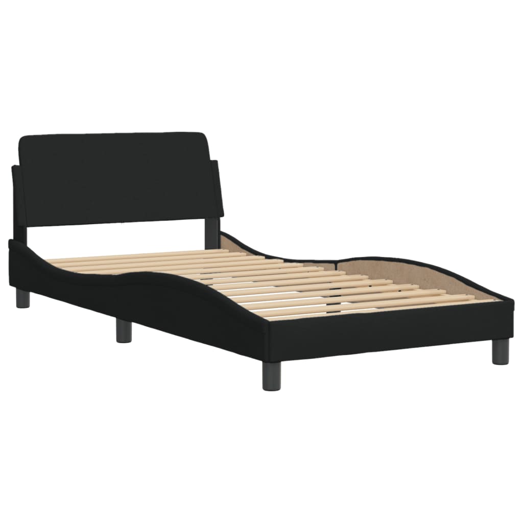 Cadru de pat cu lumini LED, negru, 100x200 cm, textil GartenMobel Dekor