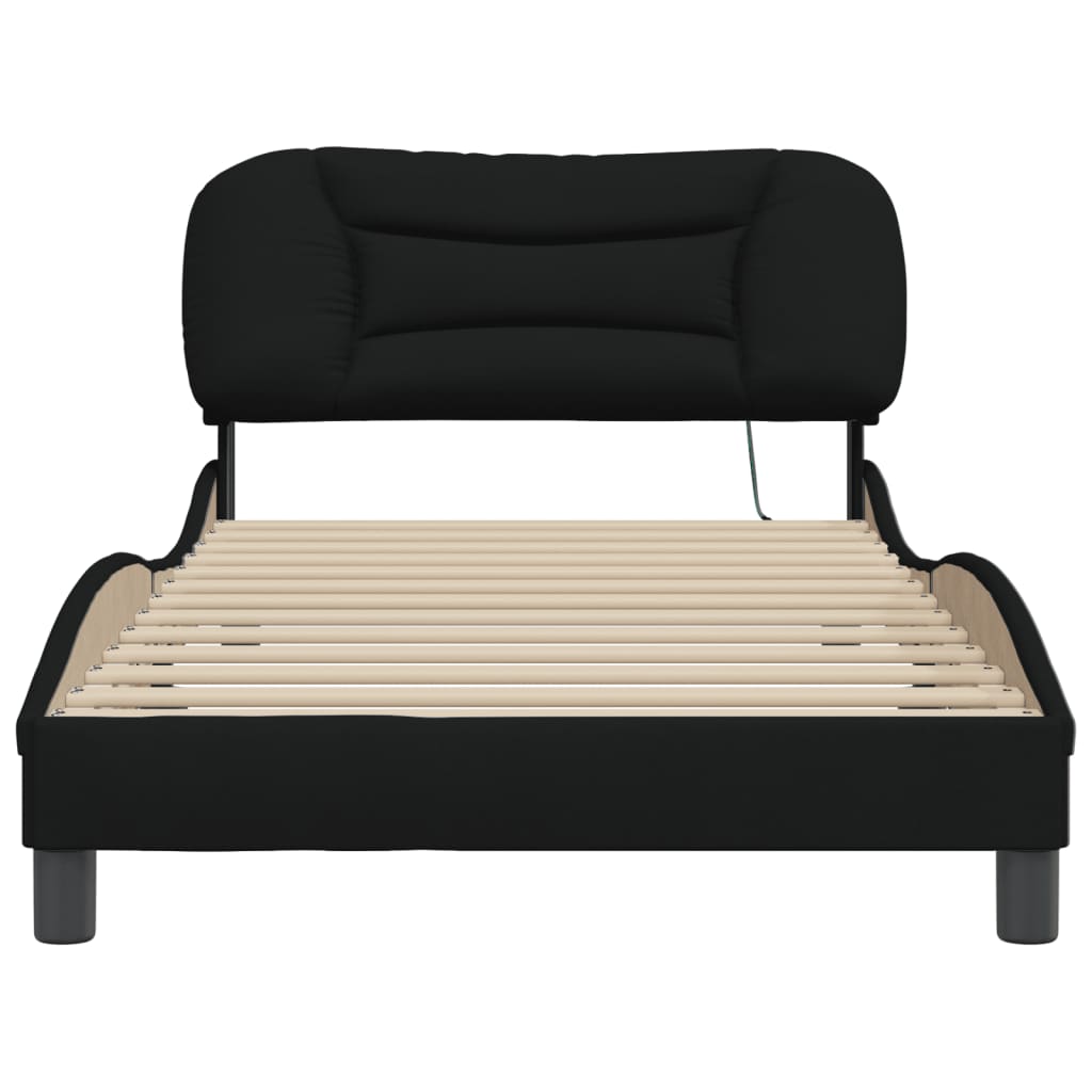 Cadru de pat cu lumini LED, negru, 100x200 cm, textil GartenMobel Dekor