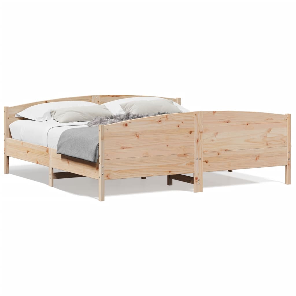 Cadru pat cu tăblie 200x200 cm, lemn masiv de pin GartenMobel Dekor