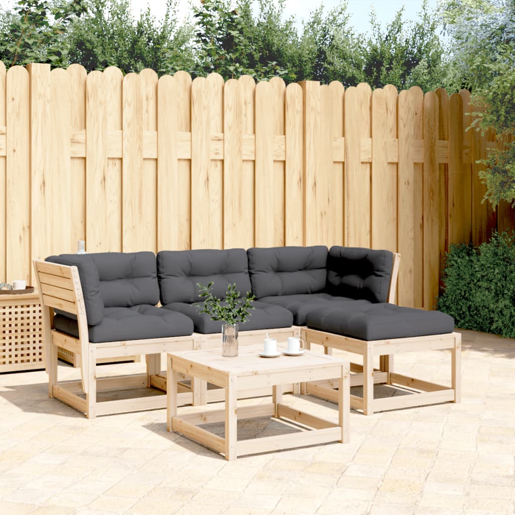 Set mobilier de grădină cu perne, 4 piese, lemn masiv de pin GartenMobel Dekor