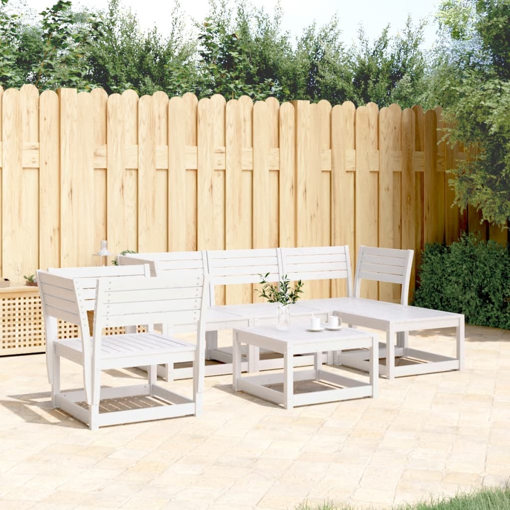 Set mobilier relaxare de grădină 5 piese alb lemn masiv de pin GartenMobel Dekor