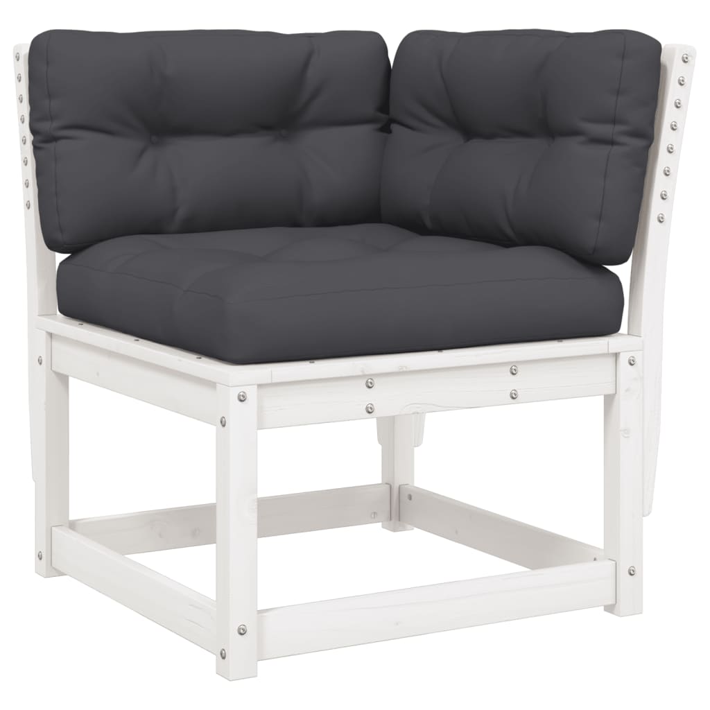 Set canapele de grădină cu perne 3 piese alb lemn masiv de pin GartenMobel Dekor
