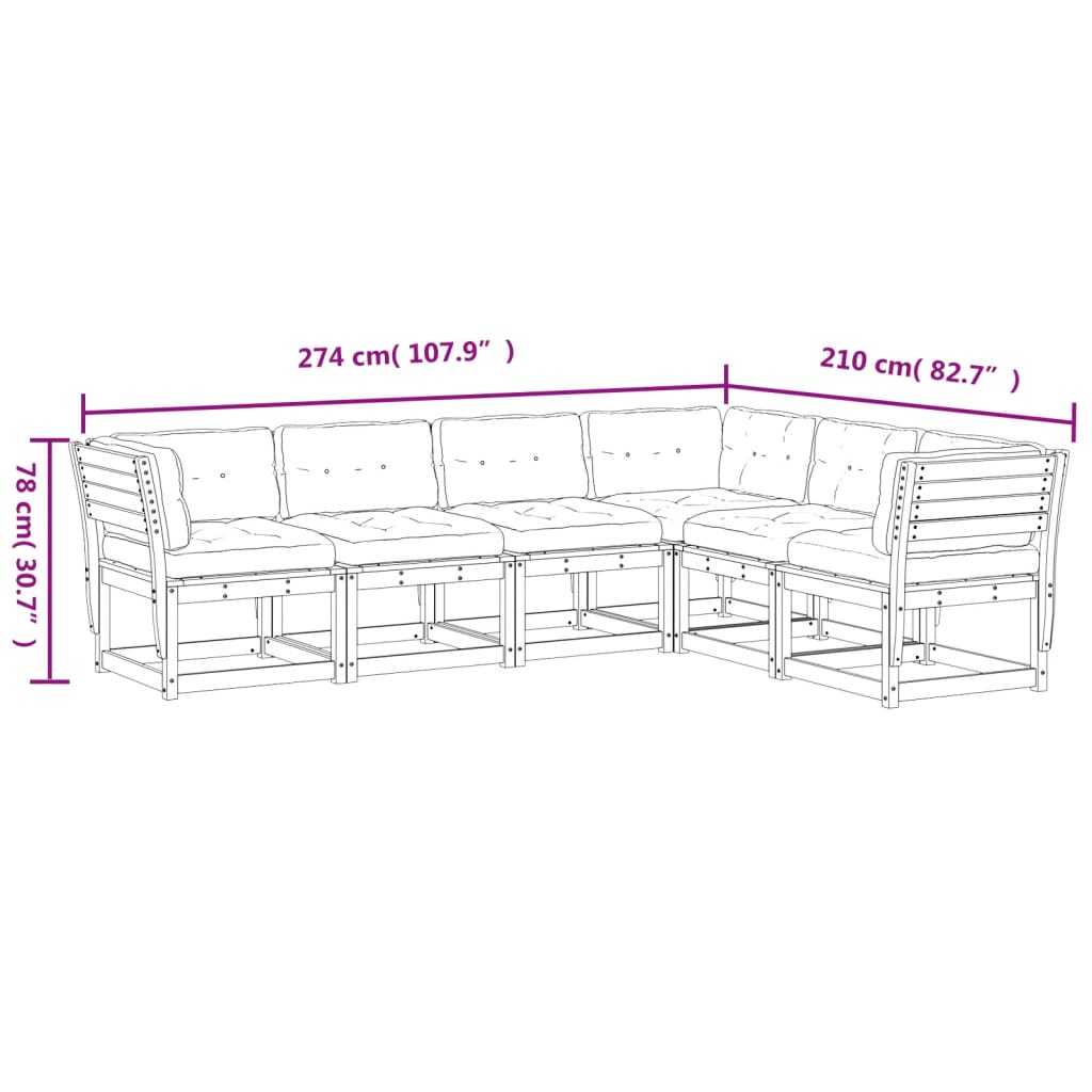 Set canapele de grădină cu perne, 6 piese, lemn masiv de pin GartenMobel Dekor