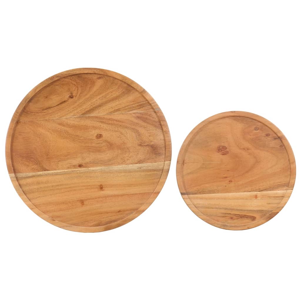 Set măsuțe de cafea, 2 piese, lemn masiv de acacia/oțel GartenMobel Dekor