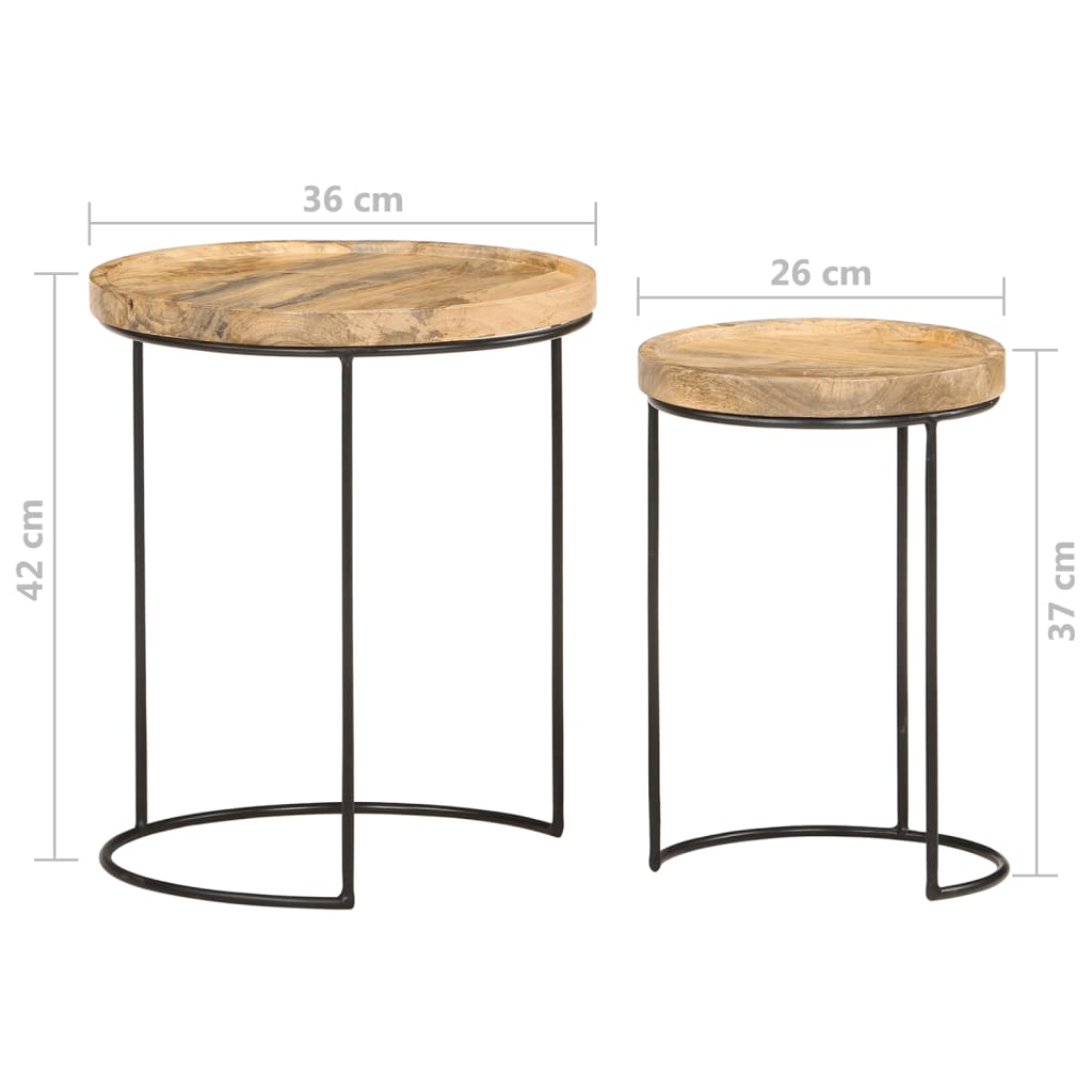 Set măsuțe de cafea, 2 piese, lemn masiv de mango și oțel GartenMobel Dekor