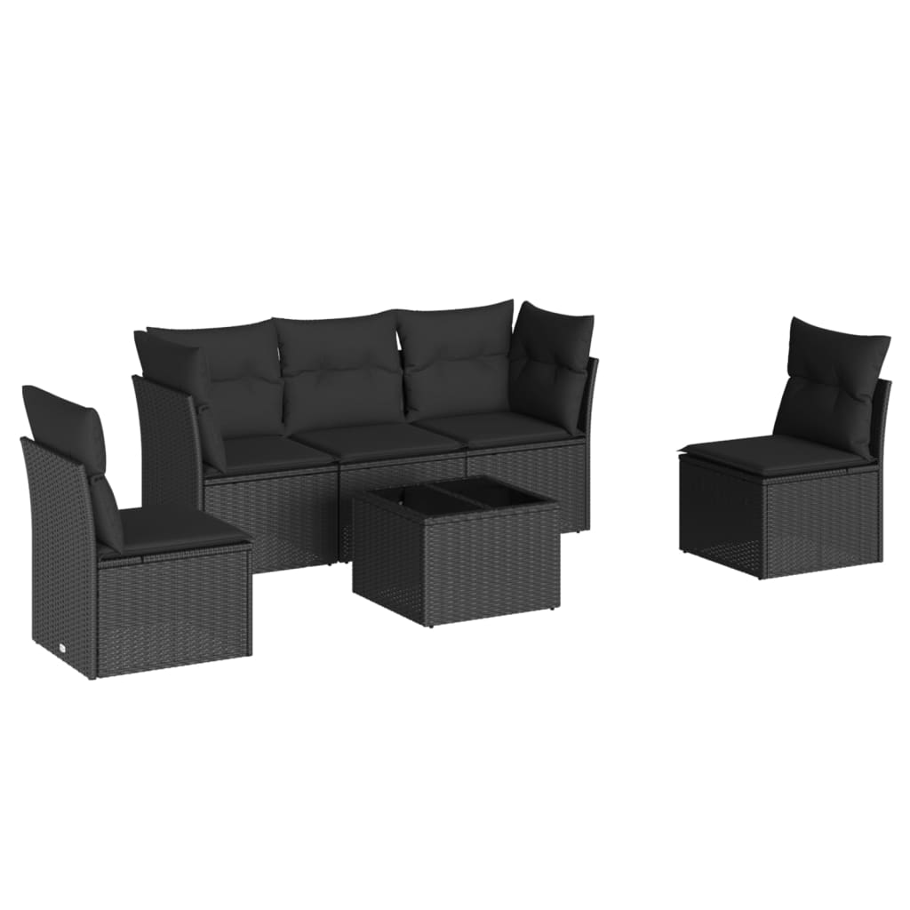 Set mobilier de grădină cu perne, 6 piese, negru, poliratan GartenMobel Dekor