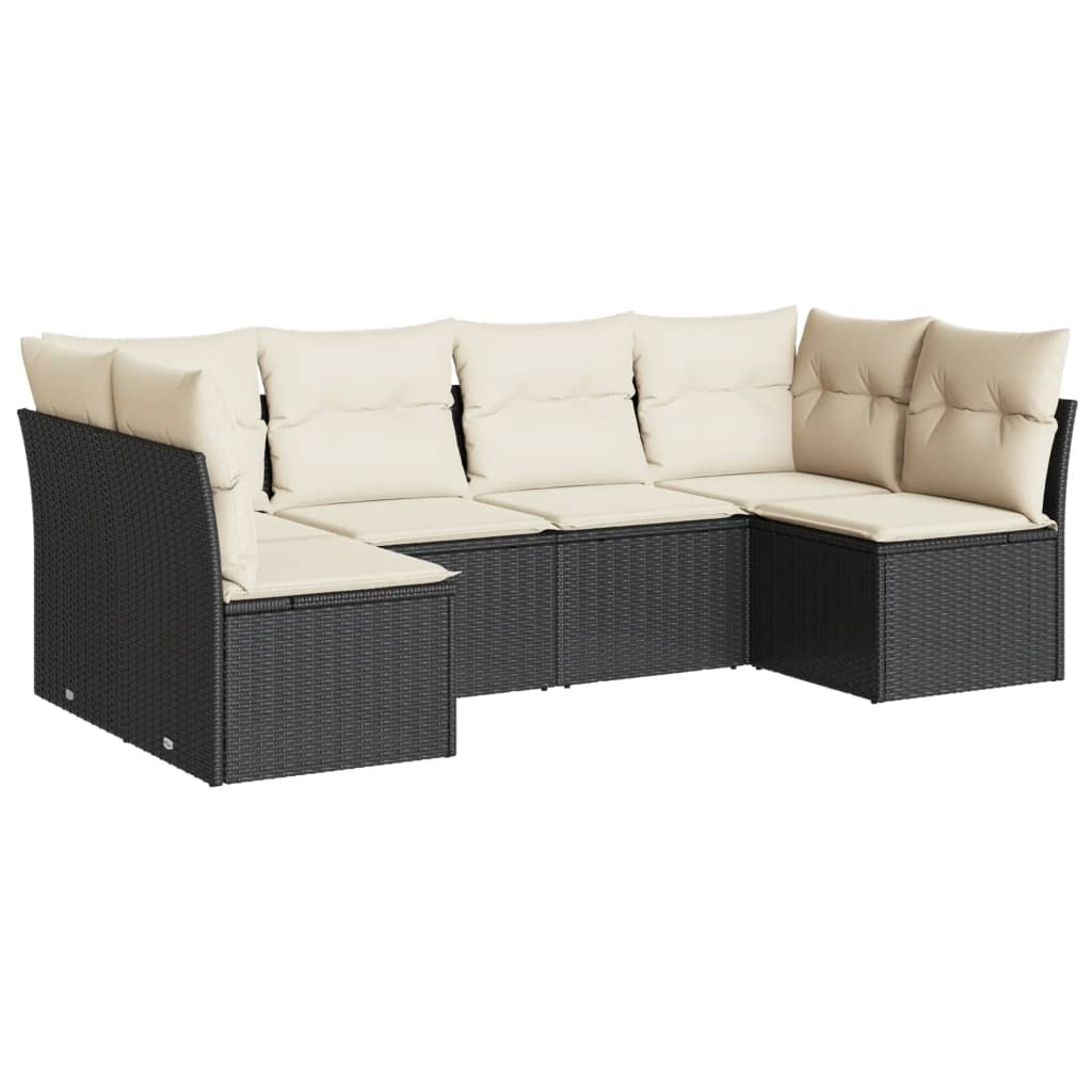 Set mobilier de grădină cu perne, 6 piese, negru, poliratan GartenMobel Dekor