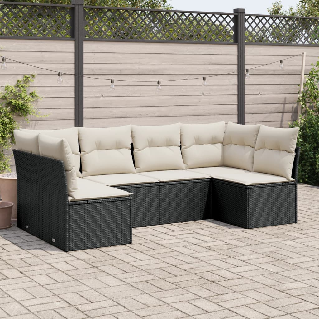 Set mobilier de grădină cu perne, 6 piese, negru, poliratan GartenMobel Dekor